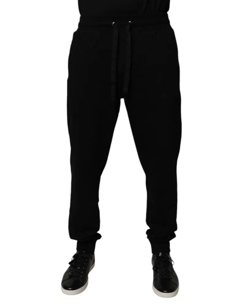 Dolce & Gabbana Men's Black Cotton Mid Waist Jogger Sweatpants Pants Black