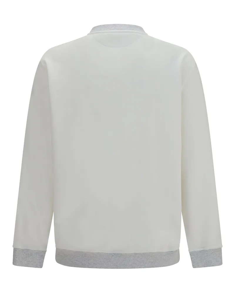 Brunello Cucinelli Men's Cotton Sweatshirt With Embroidery Off White+perla Sweatshirts Sweater White
