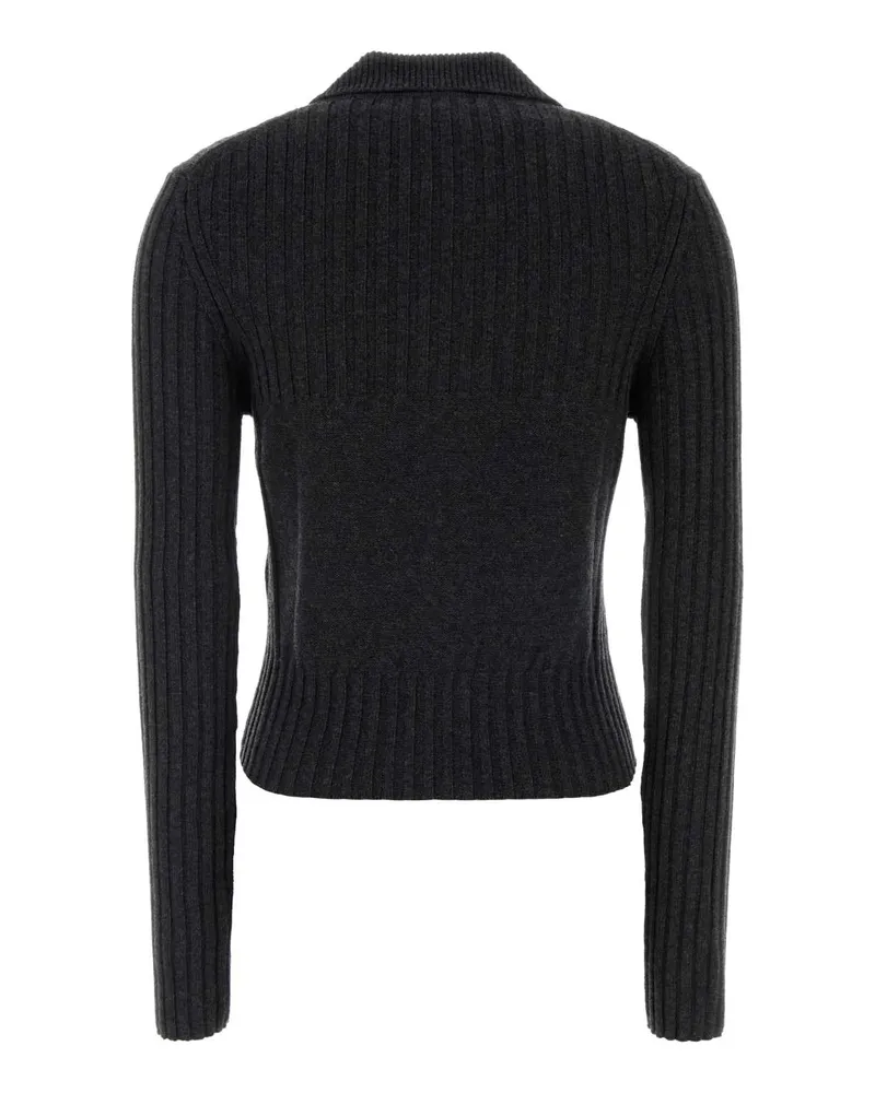 Victoria Beckham Ribbed Wool-Cashmere Cardigan — Gray Gray