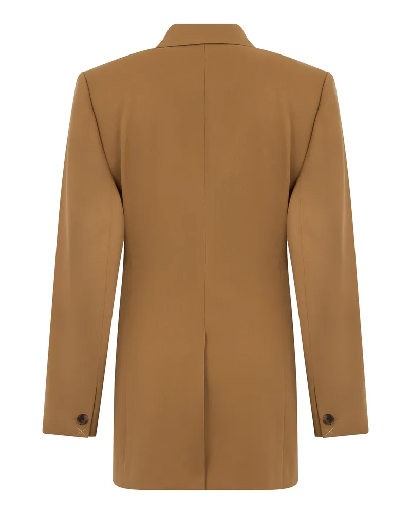Celine Women's Wool Jacket Diagonal Pattern Camel Blazers Camel