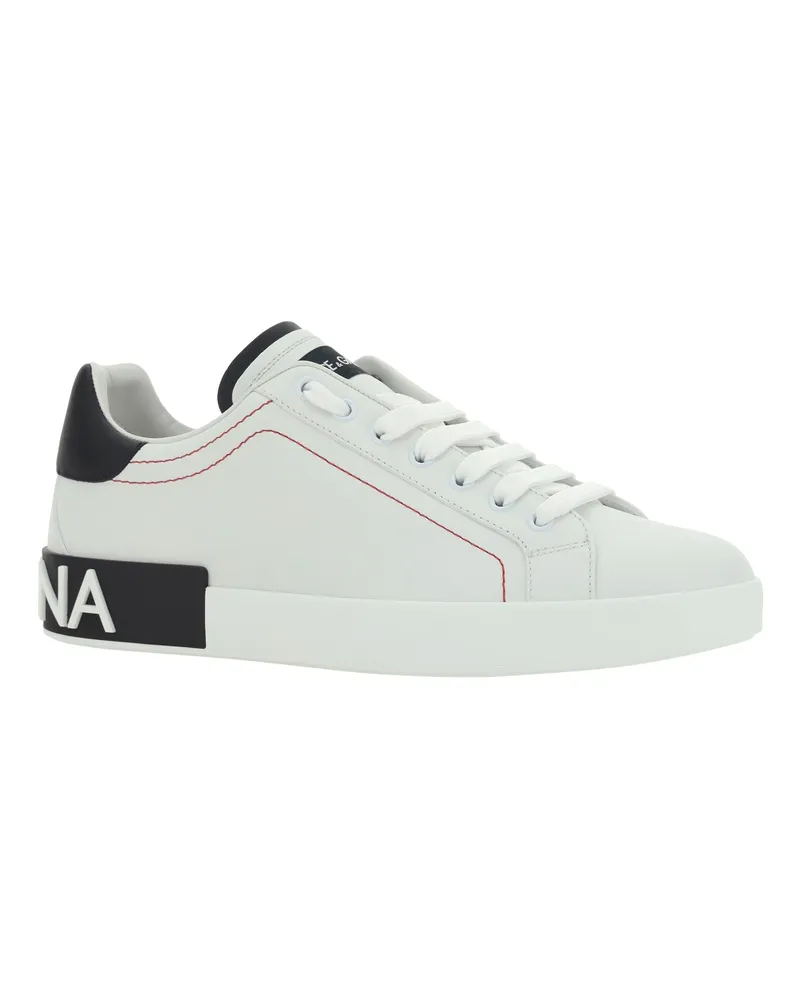 Dolce & Gabbana Men's Leather Sneakers Bianco-Nero Calf Bos Taurus Bianco/nero Bianco