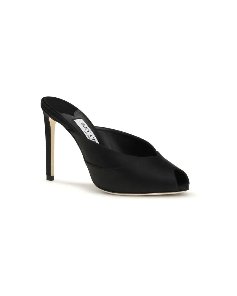 Jimmy Choo Women's Brigitte Mule Black Calf Leather Bos Heels Black