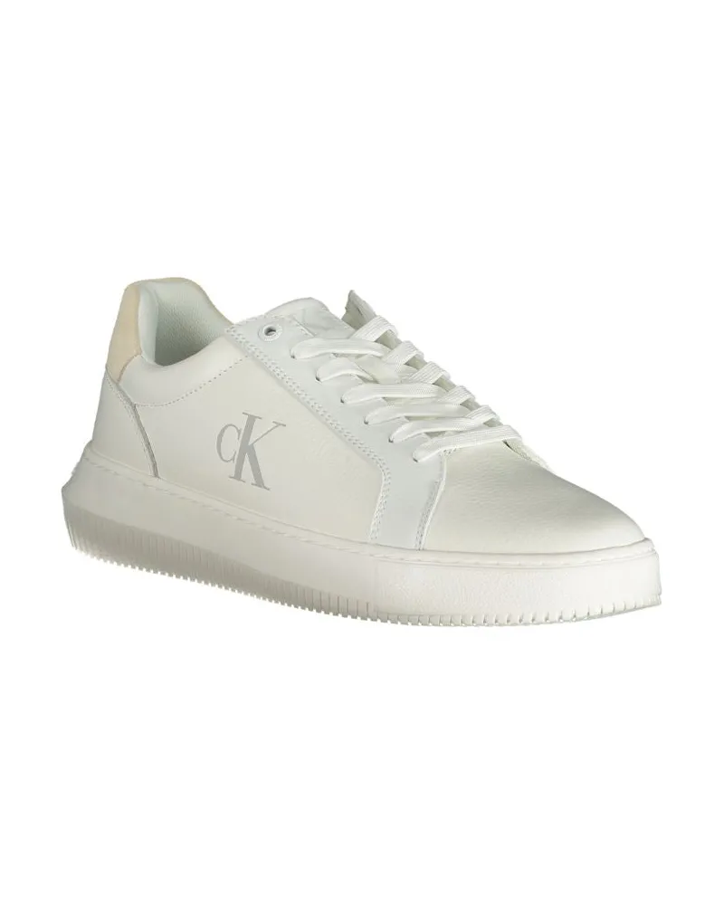 Calvin Klein Logo-Embroidered Leather & Polyurethane Sneakers — White White