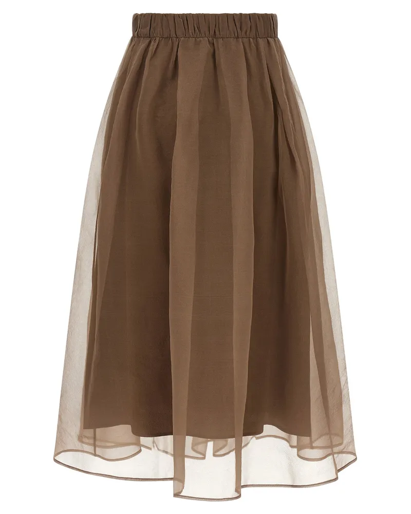 Brunello Cucinelli Circle Skirt — Brown Brown