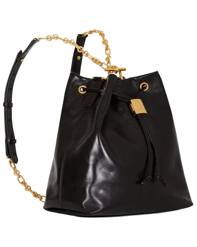 Balmain Unisex Backpack Pulse Convertible Leather Black Calf Backpacks Black