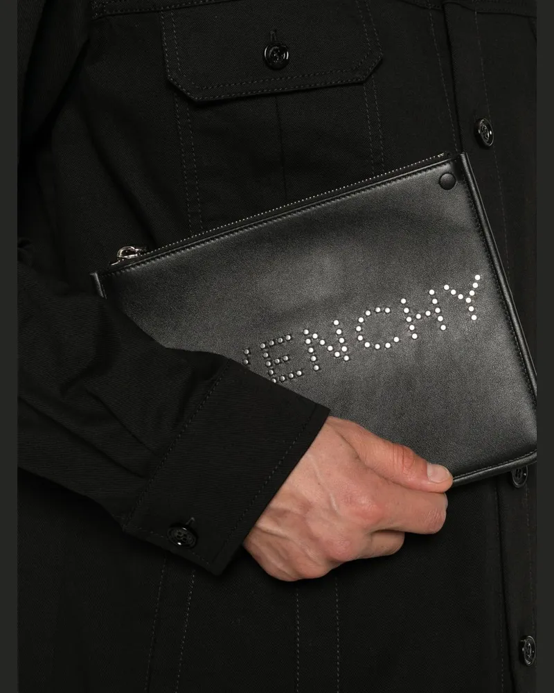 Givenchy Stud-Embellished Leather Wallet — Black Black
