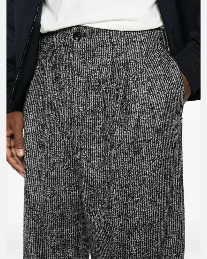Emporio Armani Pinstripe Wide-Leg Trousers — Grey Grey
