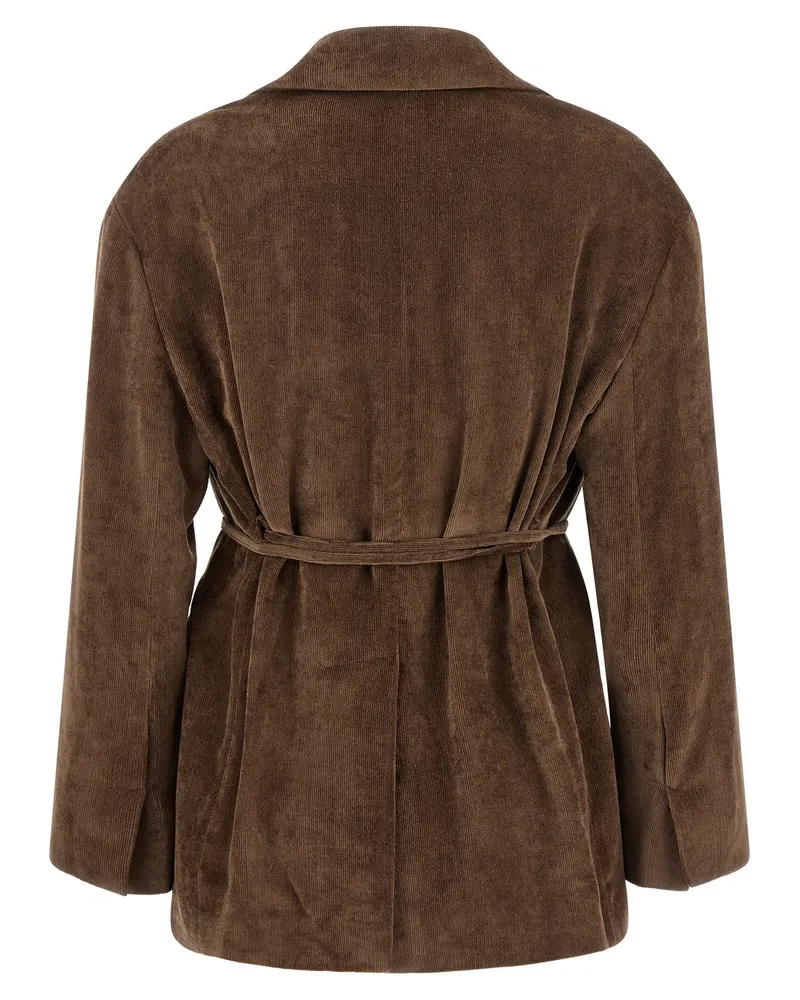 Brunello Cucinelli Microribbed Cashmere Blend Velvet Blazer — Taupe Taupe