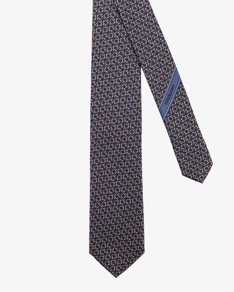 Ferragamo Men's Silk Tie Intreccio Brown Ties & Bow Brown