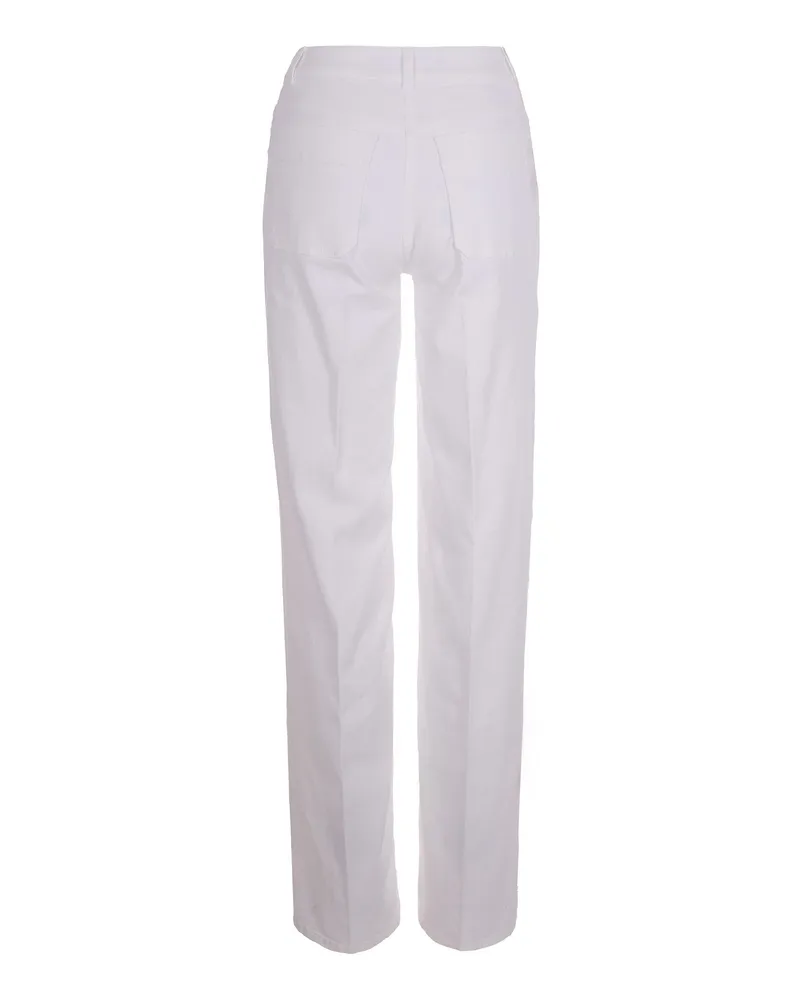 Elisabetta Franchi Women's Jeans With Logo Detail Ivory Cotton Elastane Trousers White