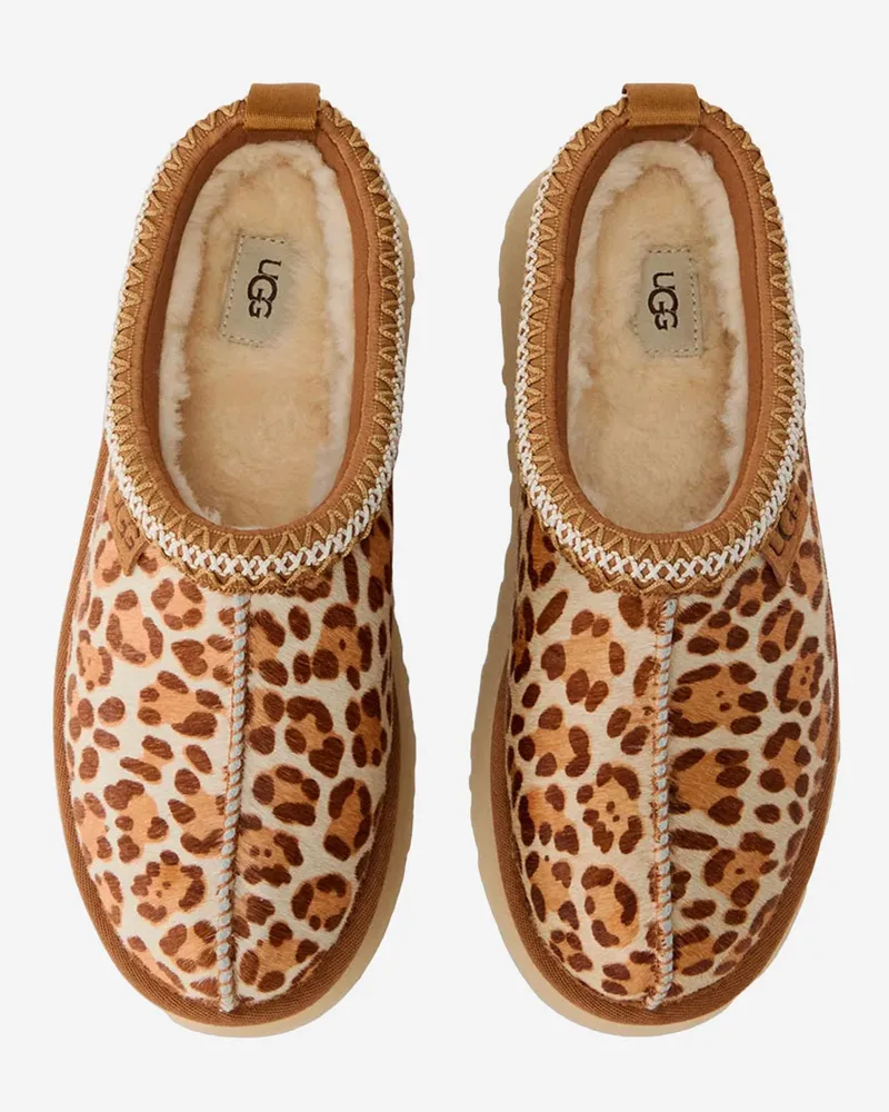 UGG Women's Mules Tazman Plains Multicolour Leather Brown