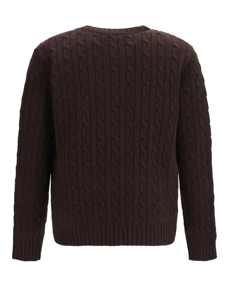 Valentino Garavani Cable-Knit Virgin Wool Cardigan — Brown 