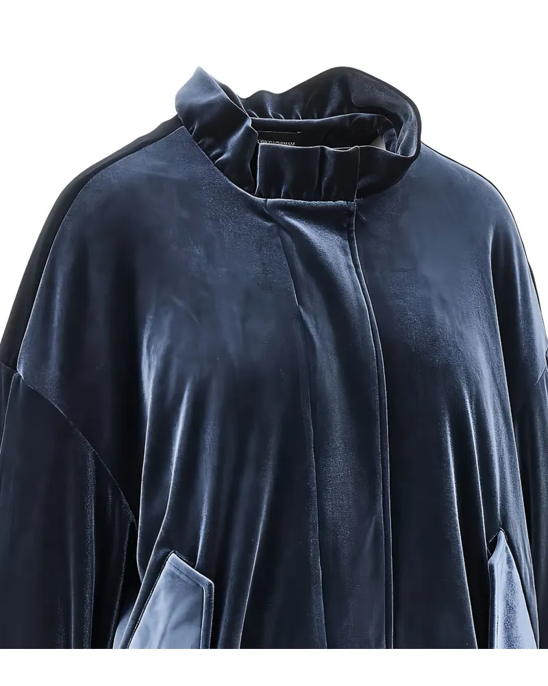 Emporio Armani Velvet Funnel Neck Jacket — Navy Navy