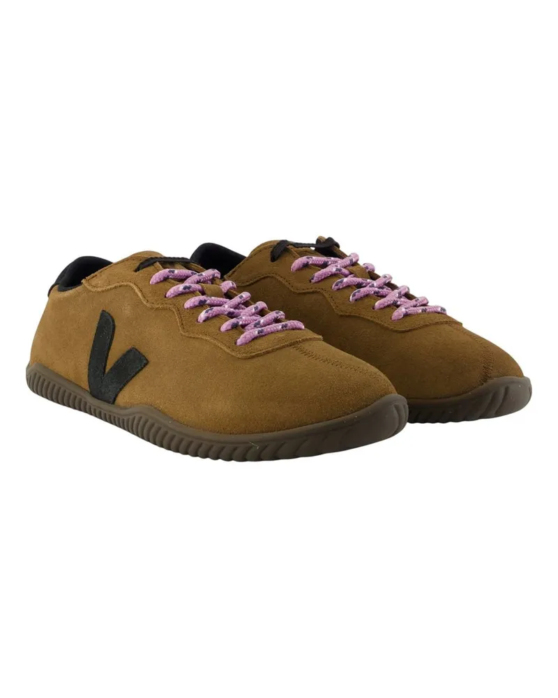 VEJA Women's Jitsu Sneakers -  Leather Brown Calfskin Shoes Brown