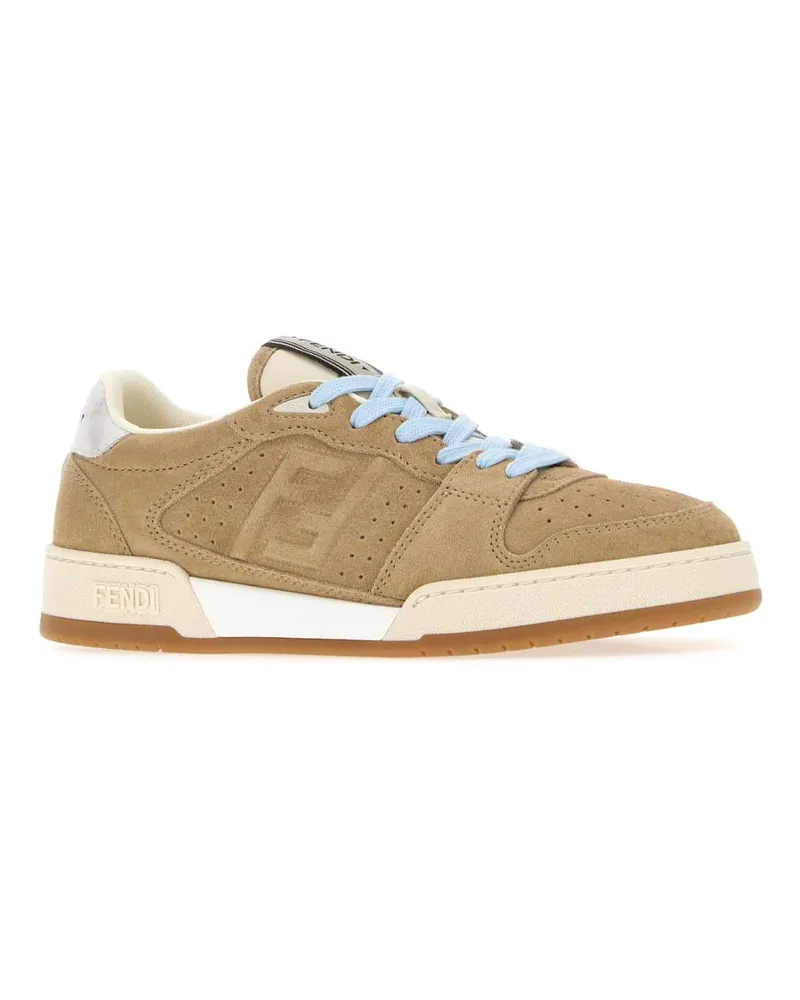 Fendi Men's Cappuccino Suede  Match Sneakers Lightecru+whi Mar.sc Beige