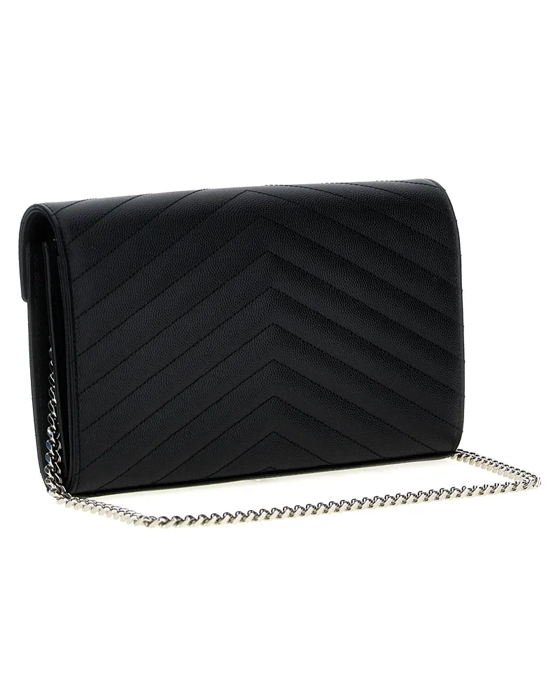 Saint Laurent Women's Cassandre Clutch Black Calfskin Leather Black