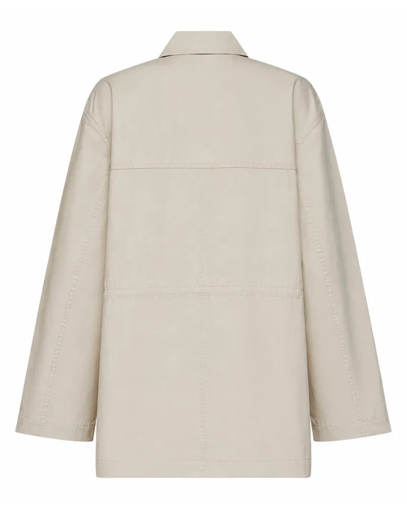 Totême Women's Drawstring Utility Jacket Beige Organic Cotton Bomber Beige