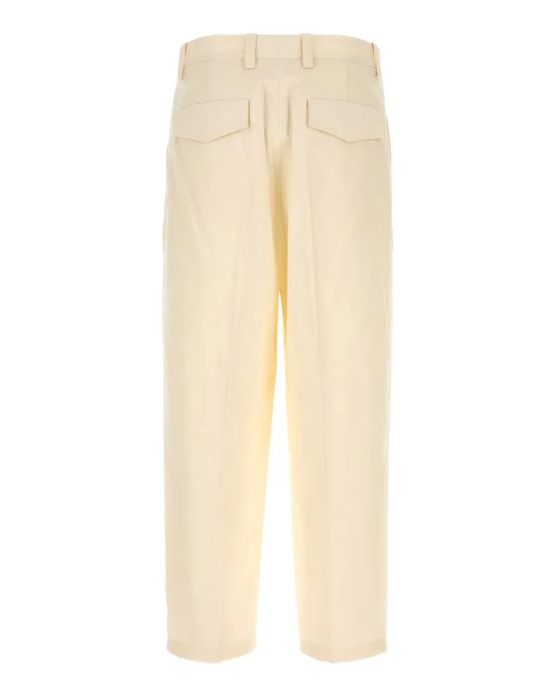Jil Sander Men's Ivory Cotton Pant Cream Pantaloni Cream
