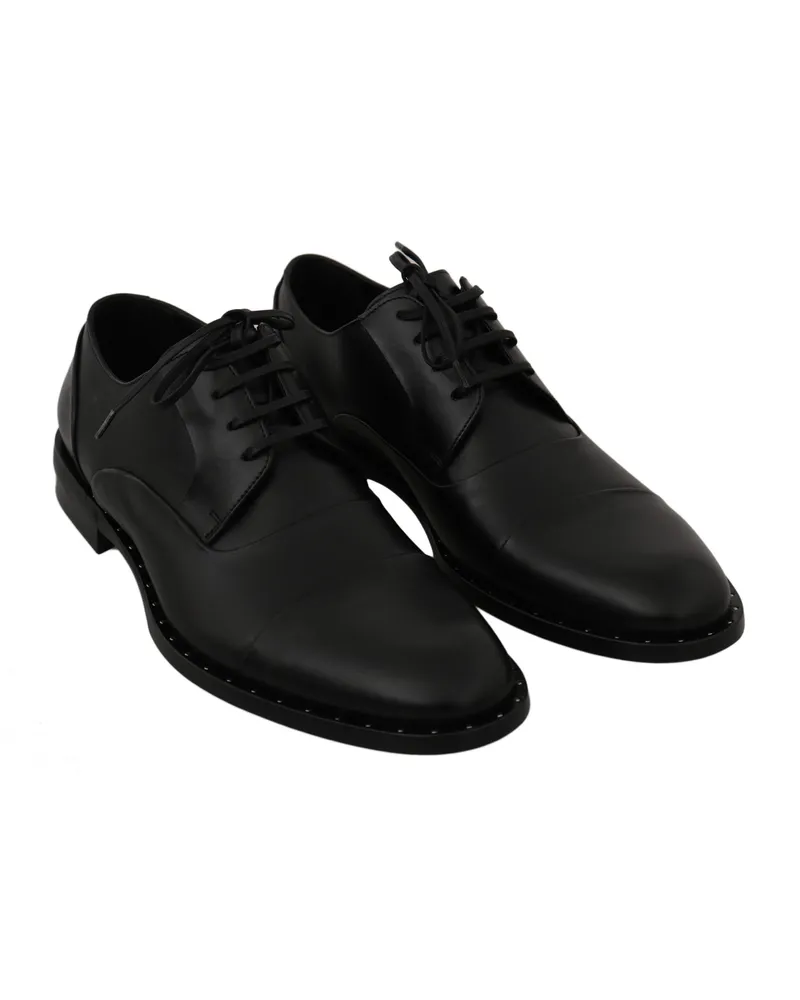 Dolce & Gabbana Men's Black Leather Derby Formal Shoes Black