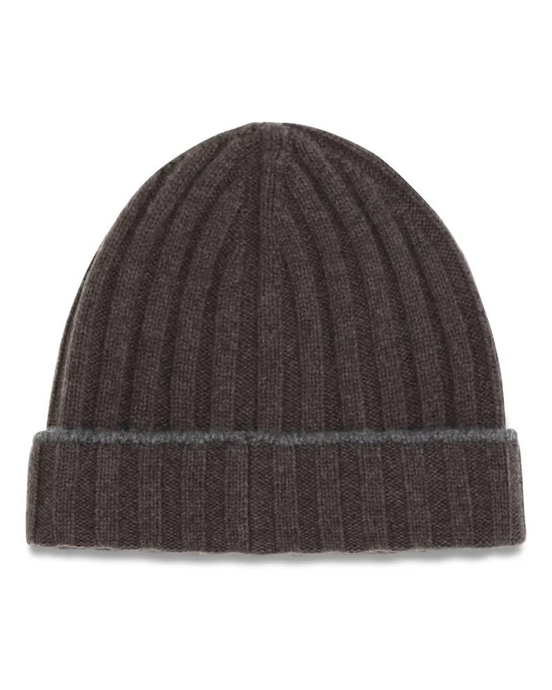 Brunello Cucinelli Men's Beanie Hat Brown Cashmere (capra Hircus Brown