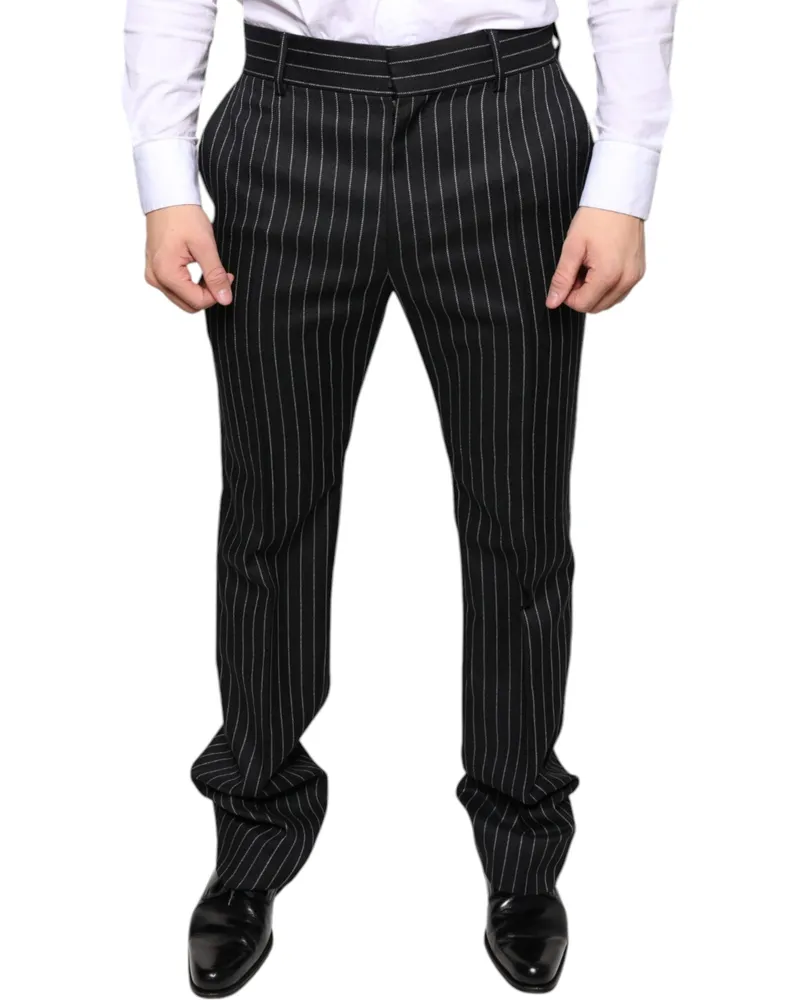Dolce & Gabbana Pinstriped Wool-Blend Trousers — Black Black
