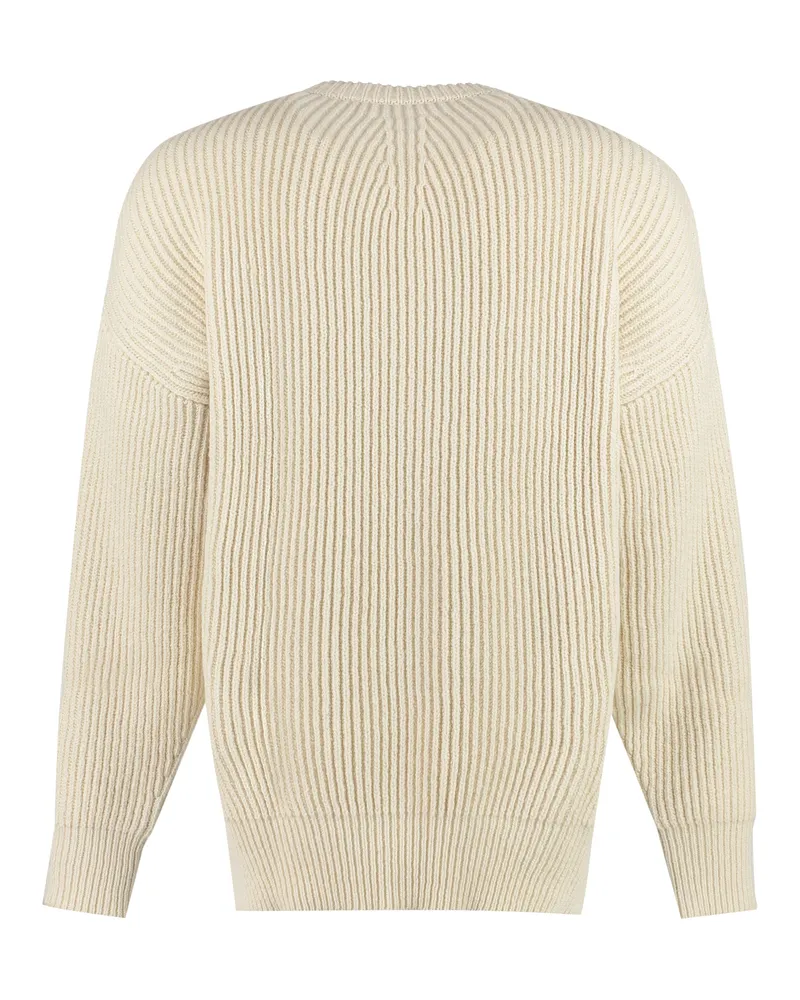 Jil Sander Men's Ribbed Sweater Cornsilk Wool Sweatshirts Beige
