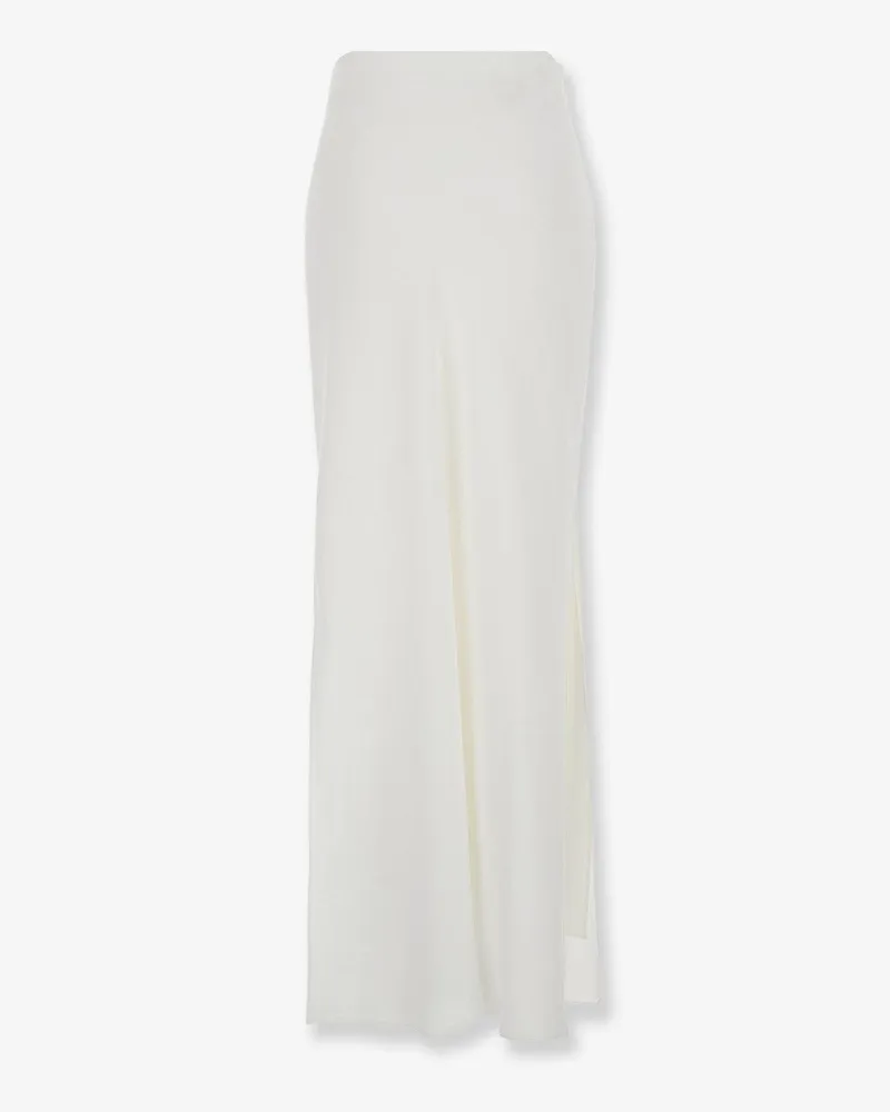 Brunello Cucinelli Women's Long Satin Skirt White Acetate White
