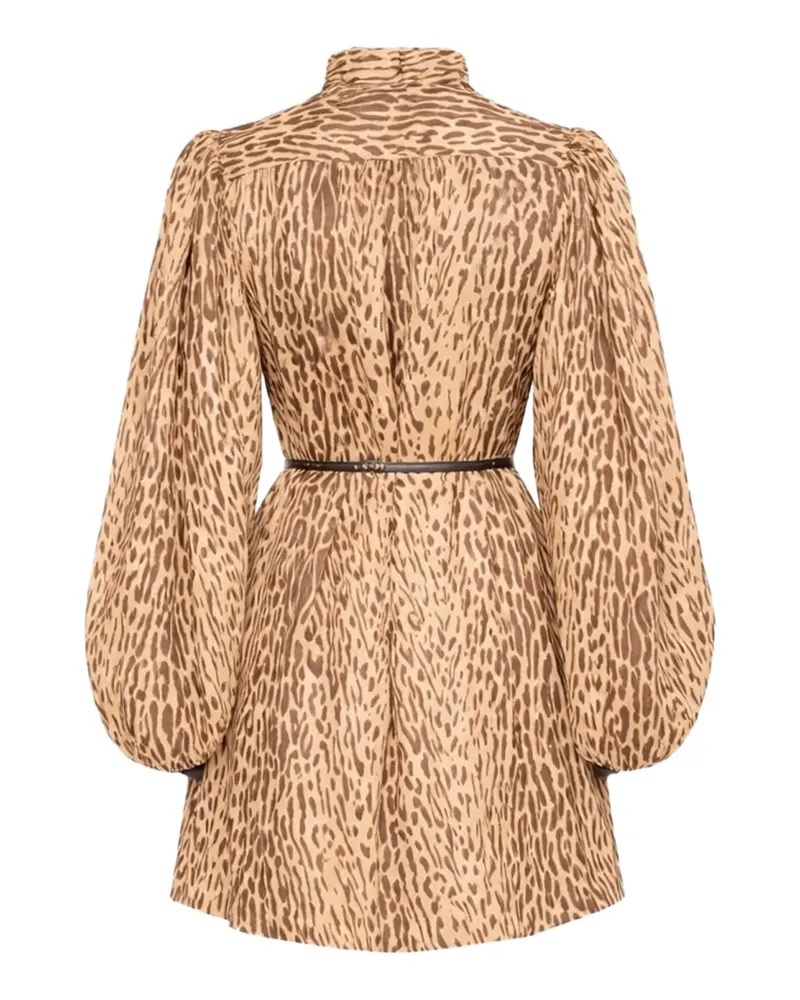 Zimmermann Animal Print Linen Mini Dress — Multicolor 