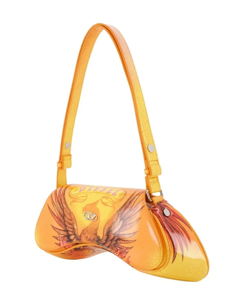 Diesel Women's Play Shoulder Bag Synthetic Leather Yellow Faux Shoulder-hobo-bags Yellow