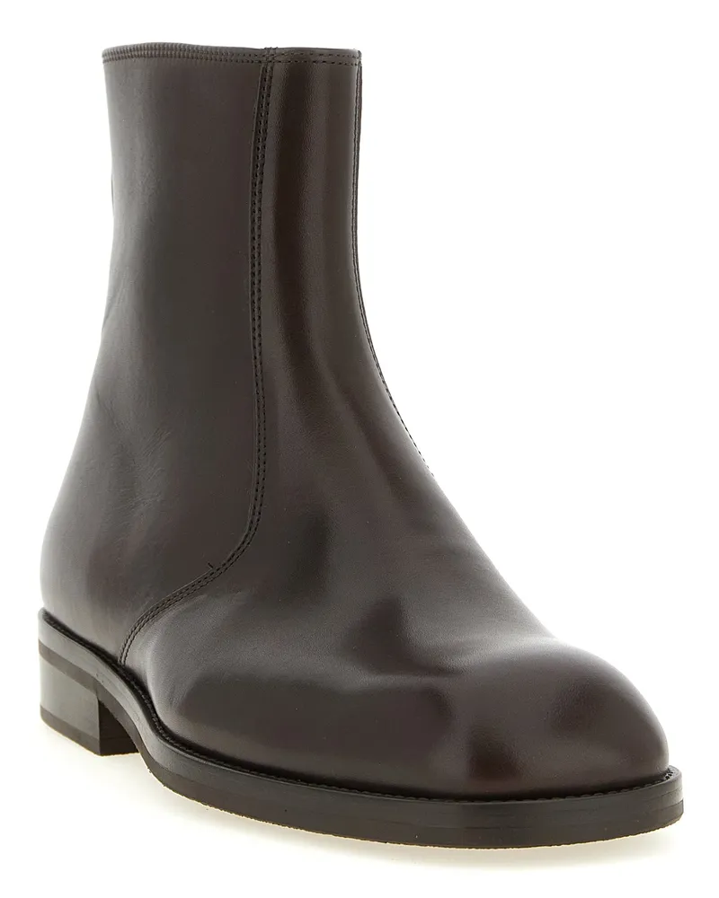 Christophe Lemaire Men's Brown Lamb Leather Ankle Boots Brown