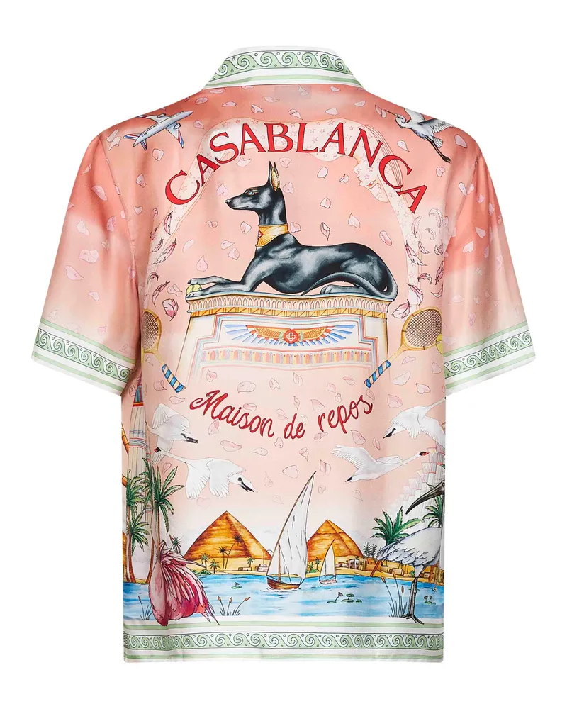 Casablanca Paris Men's Short-Sleeve Shirt Ethereal Pink Silk Pink