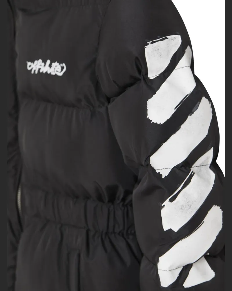OFF-WHITE Diagonal-Zip Polyester Puffer Jacket — Black Black
