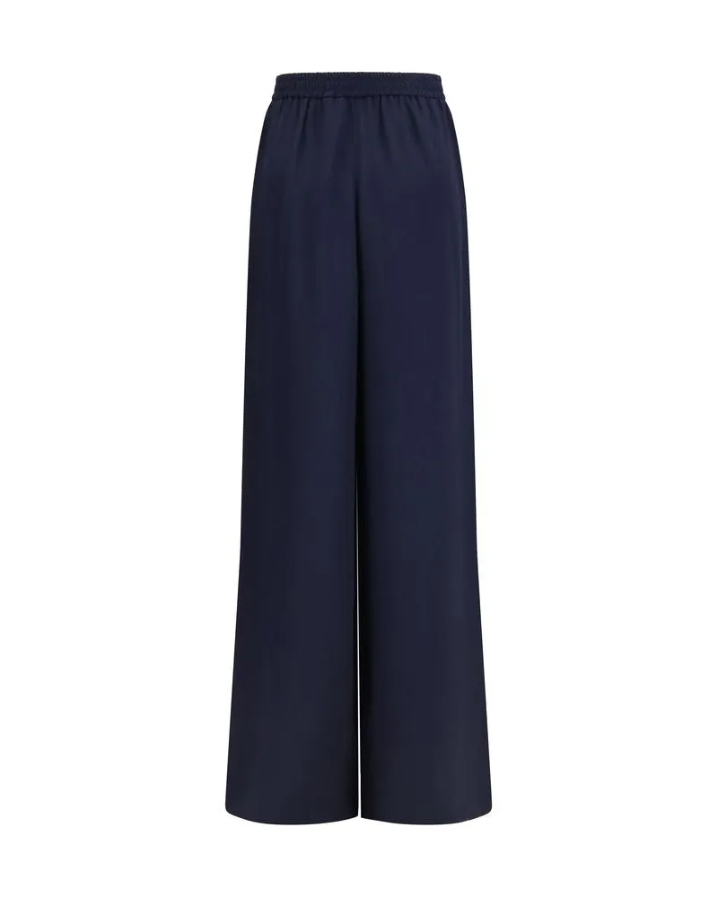 Max Mara Women Blue Silk Casual Pants Navy