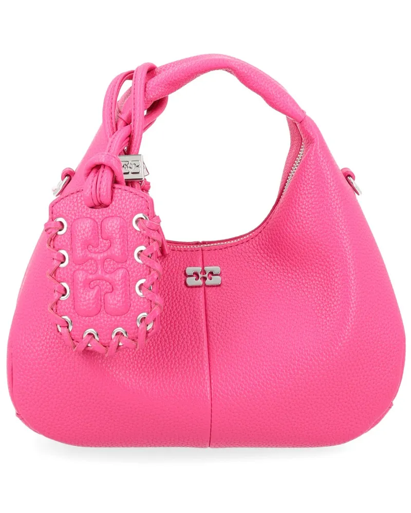 Ganni Women's Handbag Hobo Mini Fuchsia Recycled Polyester Handbags Hand Bags Pink