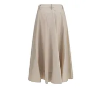 Women's Beige Cotton Midi Skirt