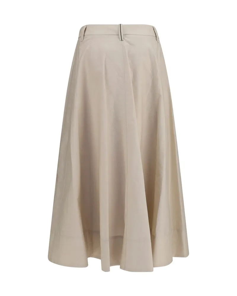 Brunello Cucinelli Women's Beige Cotton Midi Skirt Beige