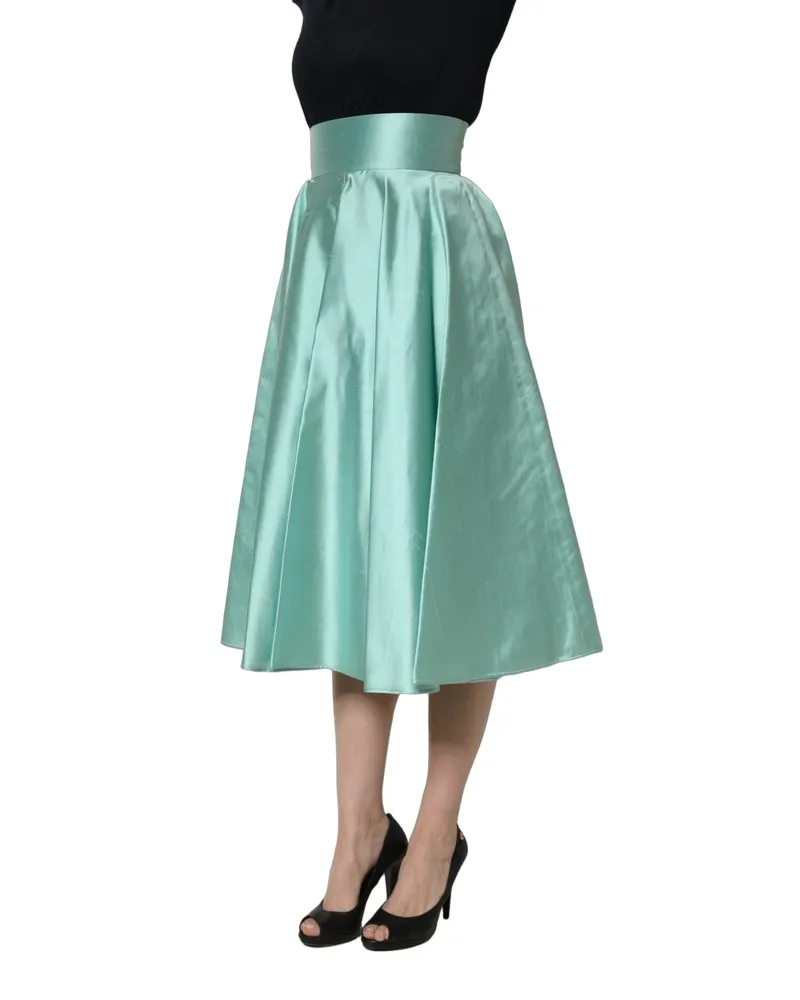 Dolce & Gabbana Pleated A-Line Midi Skirt — Green Green