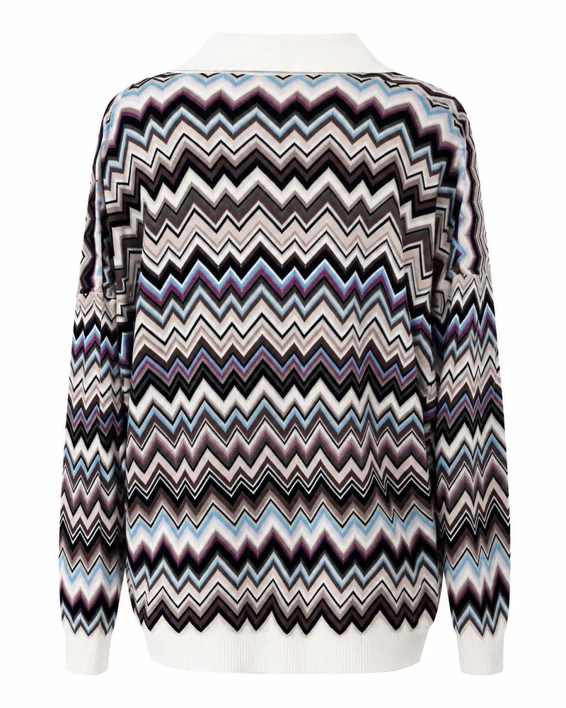 Missoni Zigzag Knit Polo Shirt — Multicolor Multicolor