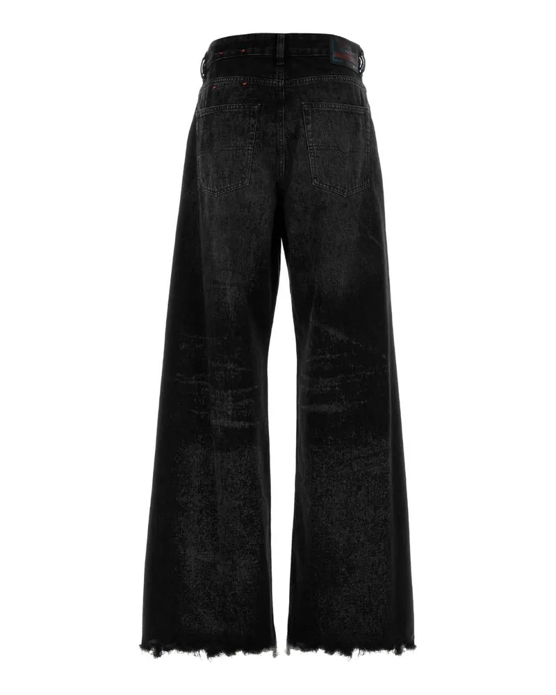 Diesel Women's Black Denim Wide-Leg Jeans 02 Exterior: Cotton Hemp Black