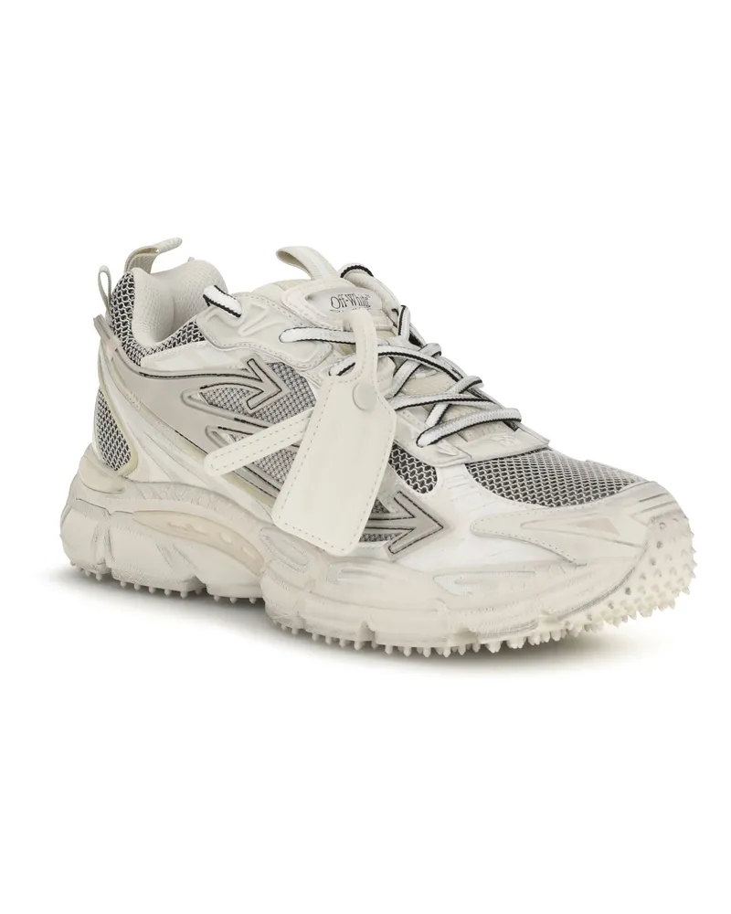 OFF-WHITE Worn-Out Mesh and Suede Sneaker — Beige Beige