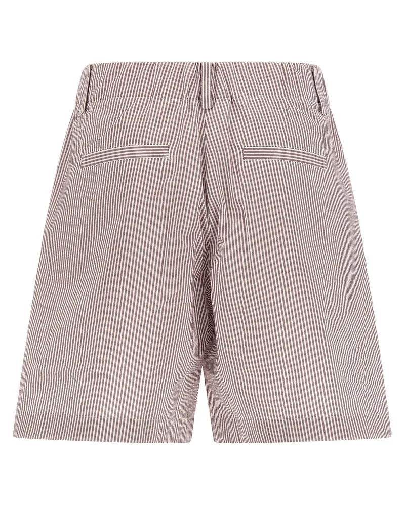 Brunello Cucinelli Striped Cotton-Blend Shorts — Taupe Taupe