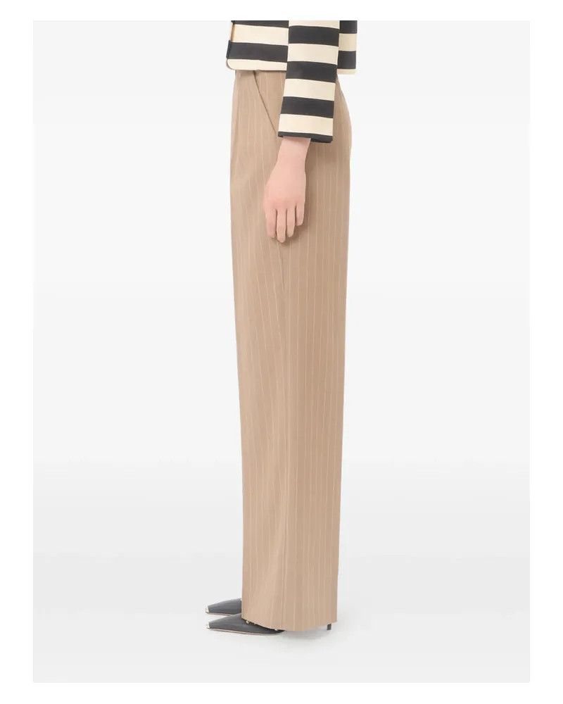 Valentino Garavani Virgin Wool Pinstripe Trousers — Beige Beige