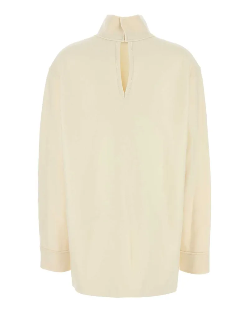 Jil Sander Women's Cream Wool Blend Blouse Chalk Exterior: Nylon Maglie Beige