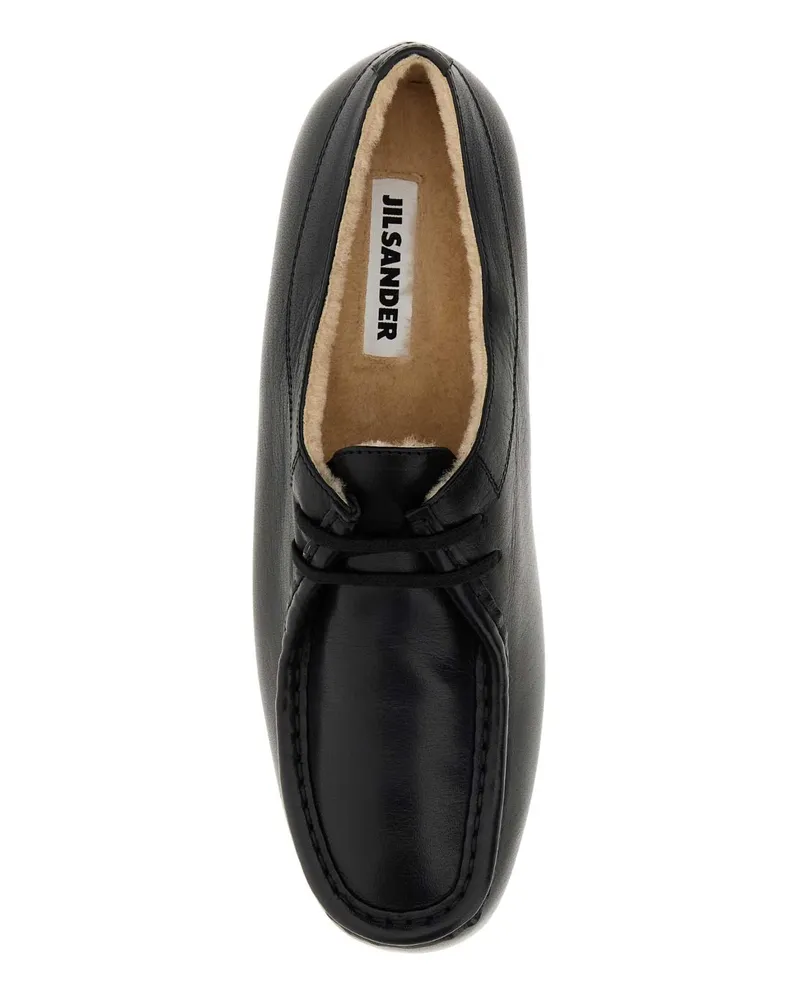 Jil Sander Women's Black Leather Lace-Up Shoes 001 Mocassini Loafers Black