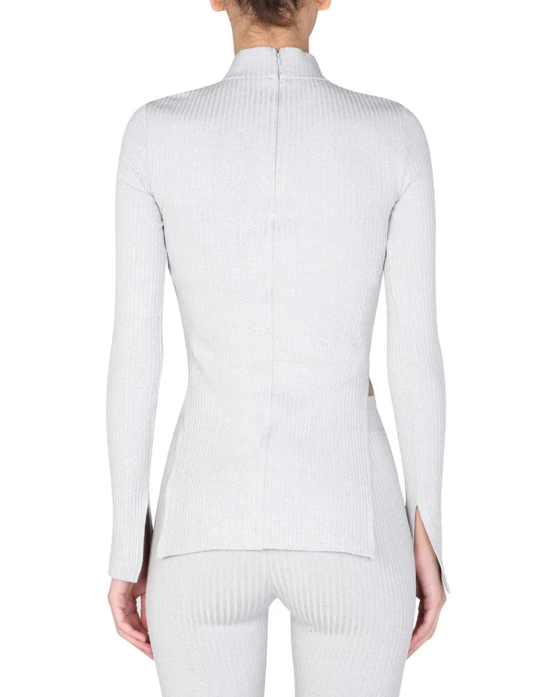 Helmut Lang One-Shoulder Jersey T-Shirt — Gray Gray