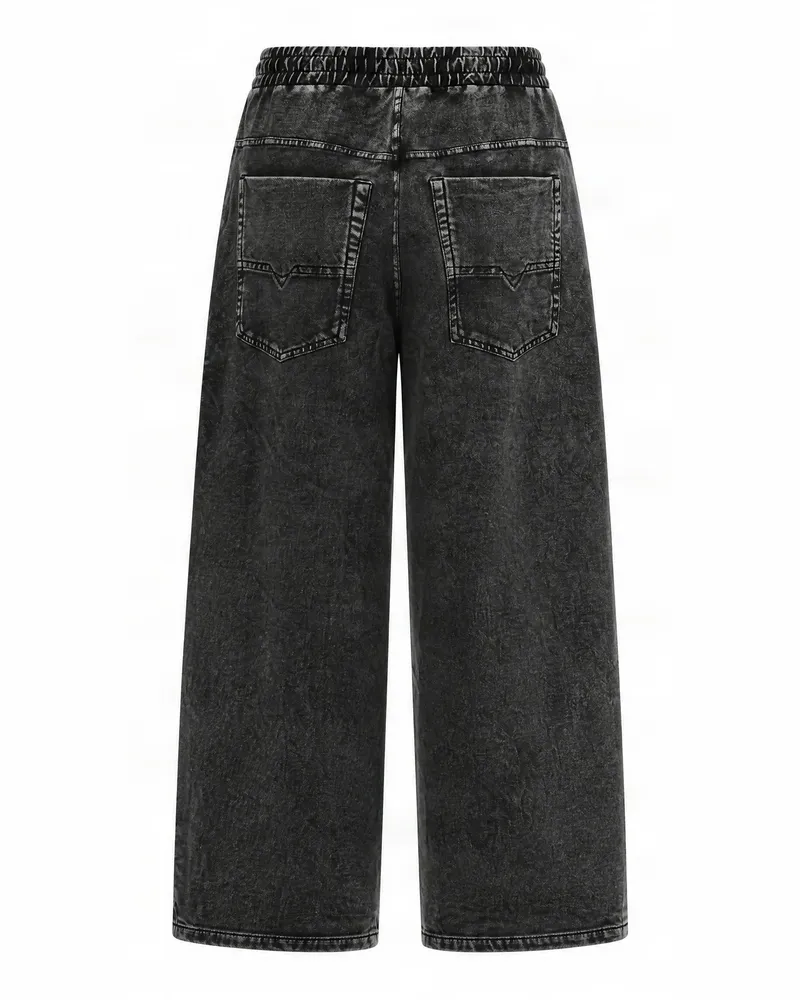 Diesel Wide-Leg Black Denim Jeans — Black Black