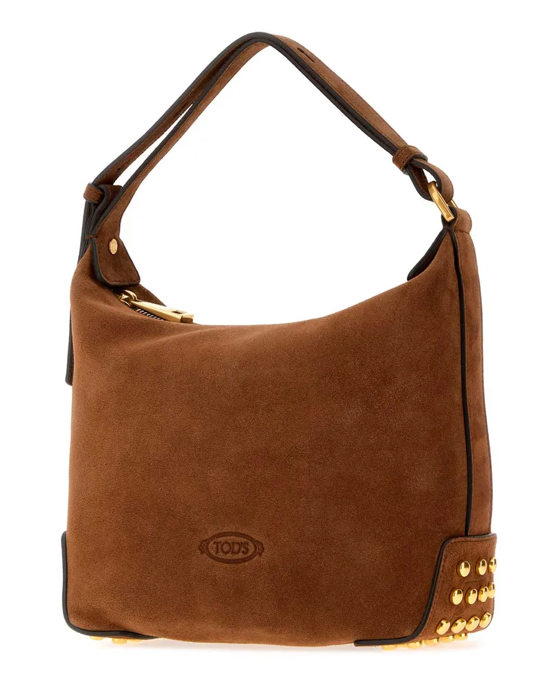 TOD'S Sacca Calfskin Leather Shoulder Bag — Brown Brown