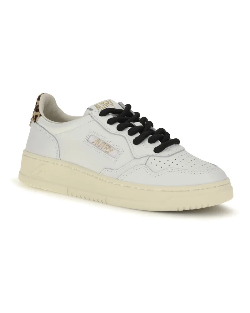 AUTRY Women's Medalist Low Leather Sneakers White-Leopard White/leopard White