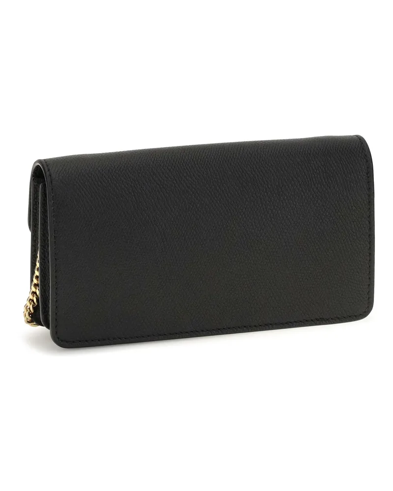 Valentino Garavani Women's Chain Wallet Vlogo Signature Grainy Calfskin Black Calf Leather & Purses Black