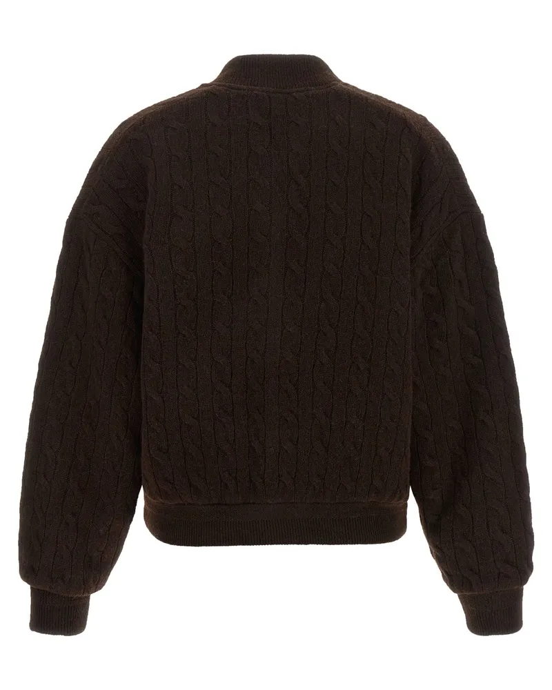 Ralph Lauren Braided Wool-Cashmere Bomber Jacket — Brown Brown